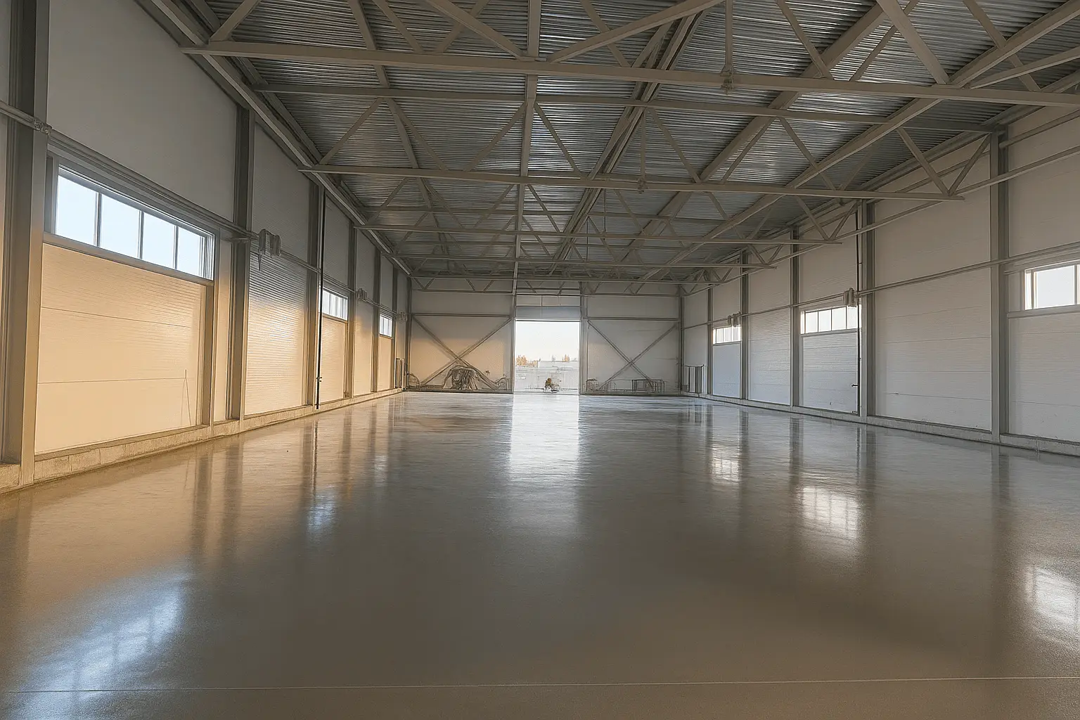 бетонный пол с топпингом на складе